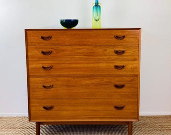 Vintage 1960s DANISH MODERN TEAK Dresser / Chest of Drawers by Peter Hvidt & Orla Molgaard for Soborg / Made in Denmark