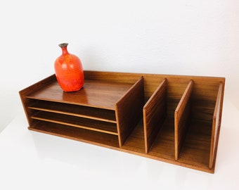 Vintage 1960s DANISH MODERN Teak DESK Top Organizer by Georg Petersens / Mid Century Modern / Denmark