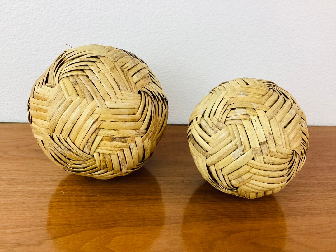 Traditional Rattan Ball Vintage WOVEN RATTAN Decorative Balls Boho Chic / Bohemian / Coastal ...
