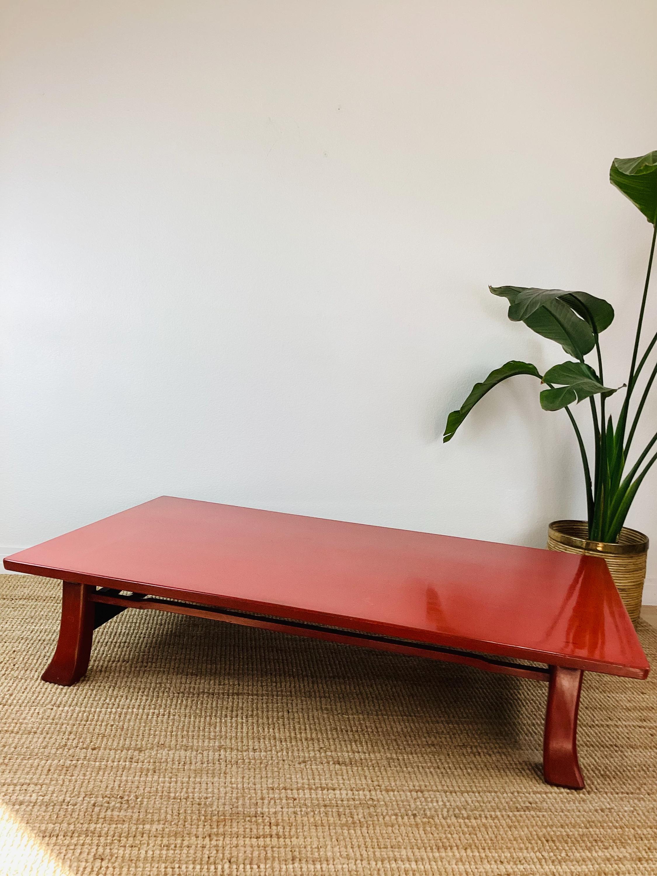Vintage JAPANESE NEGORO RED Lacquered Low Table / Chinoiserie Chic