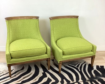 Vintage 1960s MID CENTURY MODERN Pair of Chartreuse Green Newly