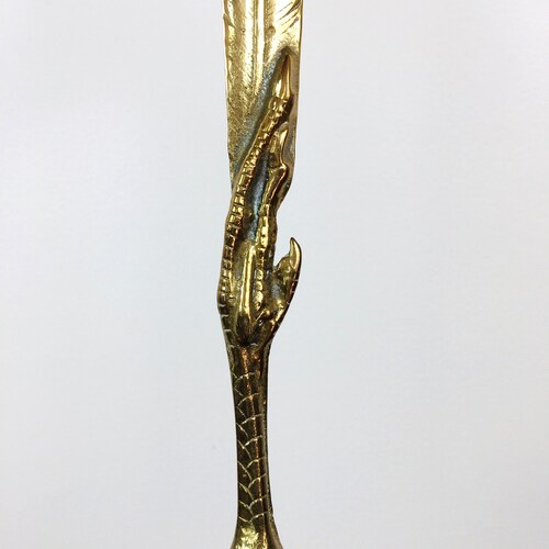 Vintage 1970s 1980s shops BRASS FEATHER & Foot LETTER Opener Boho Chic / Bohemian Style