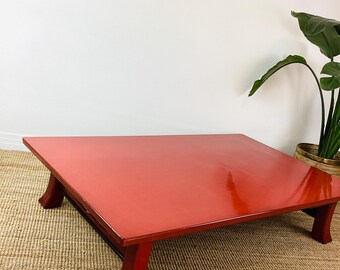 Vintage JAPANESE NEGORO RED Lacquered Low Table / Chinoiserie Chic