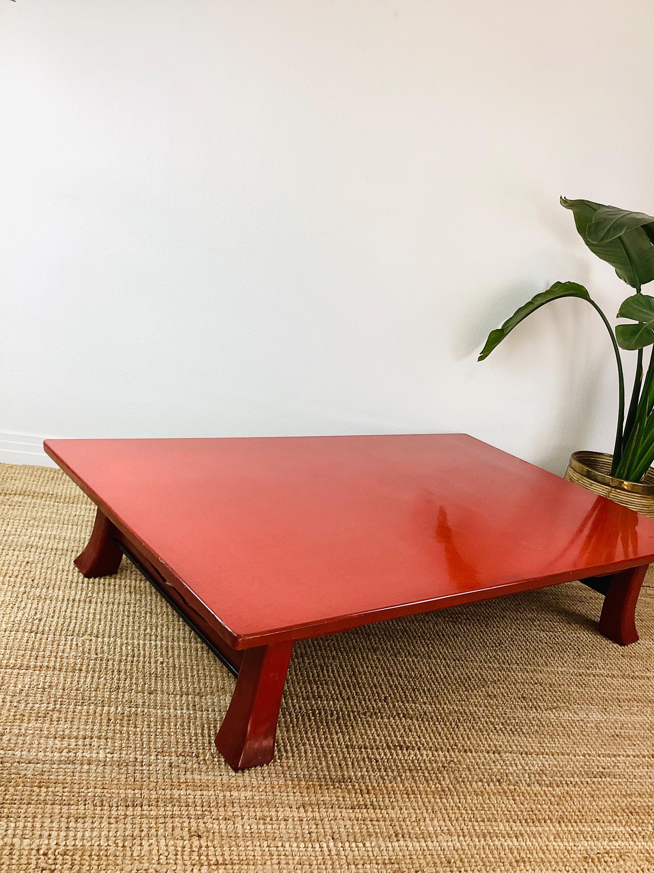 Vintage JAPANESE NEGORO RED Lacquered Low Table / Chinoiserie Chic