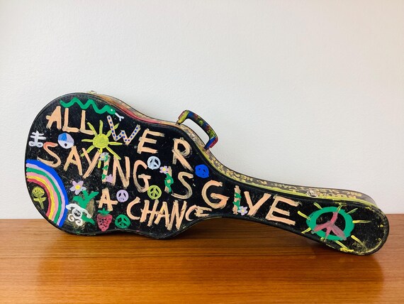 Vintage 1960s HIPPIE Hand Painted GUITAR CASE / Woodstock