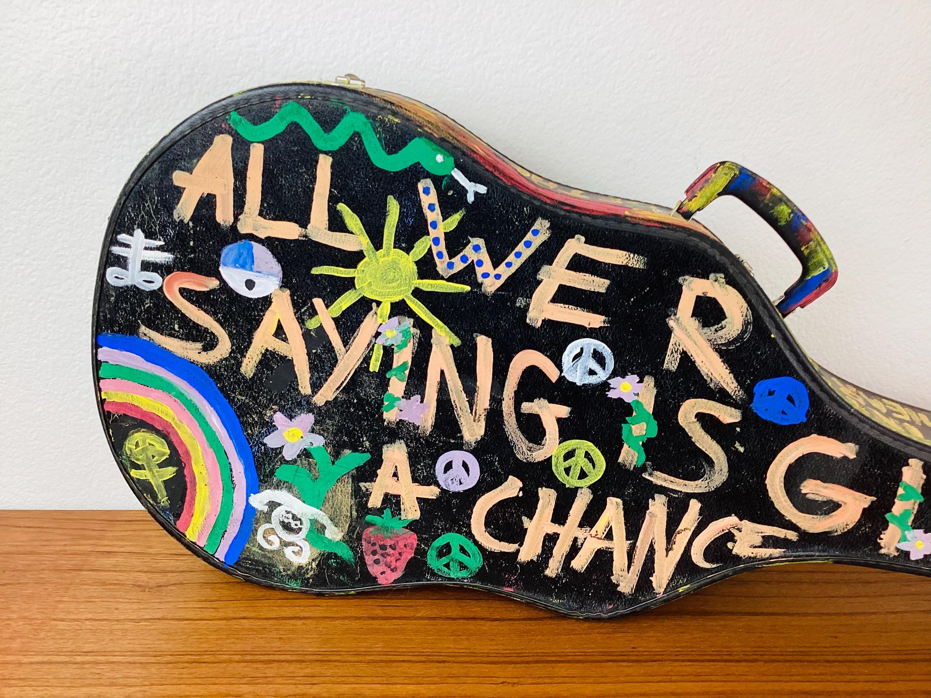 Vintage 1960s HIPPIE Hand Painted GUITAR CASE / Woodstock