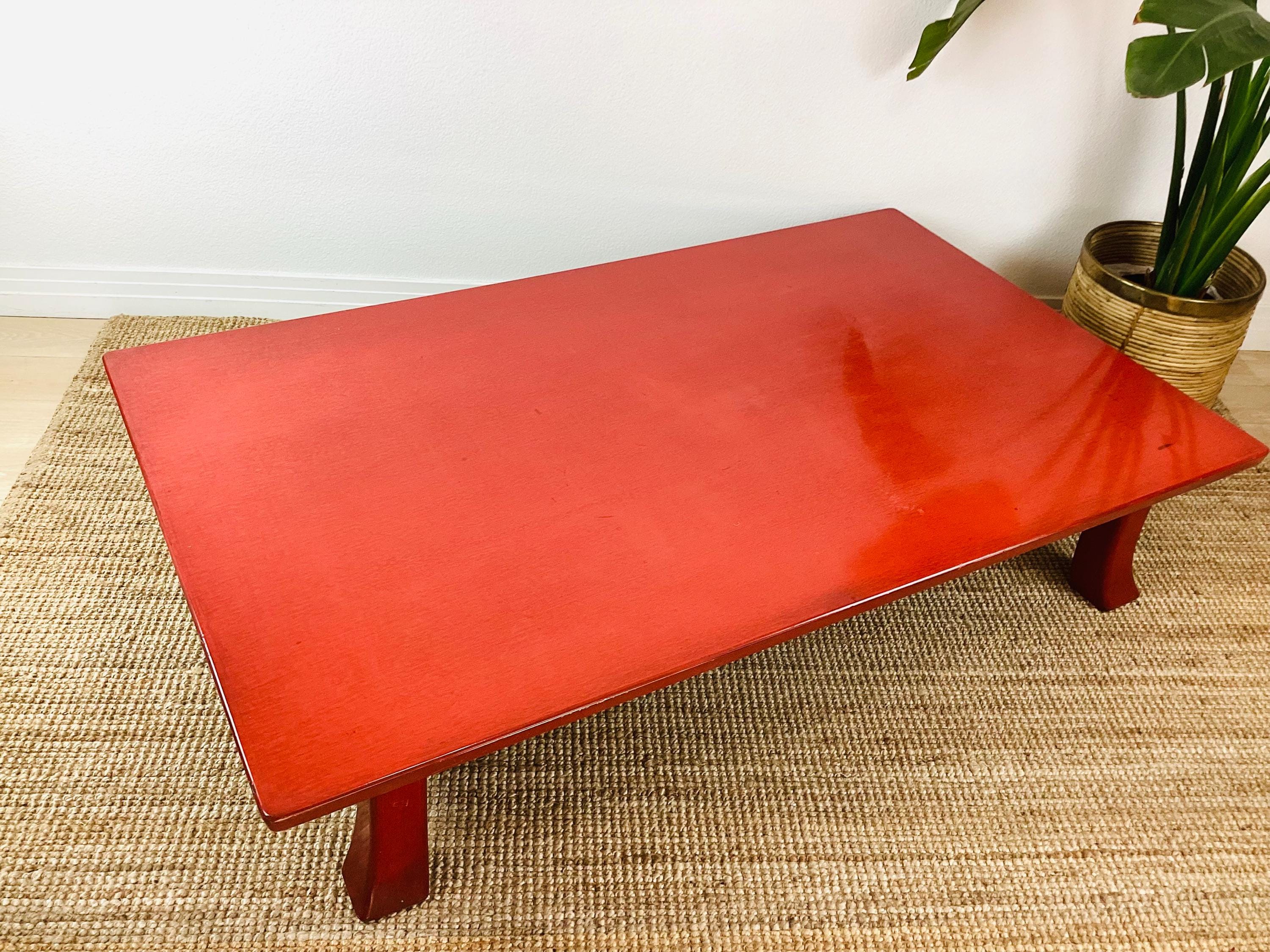 Vintage JAPANESE NEGORO RED Lacquered Low Table / Chinoiserie Chic