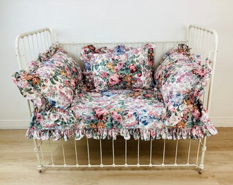 Vintage 1930s CAST IRON Shabby Chic Loveseat Doll Bed