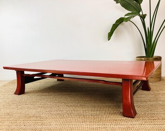 Vintage JAPANESE NEGORO RED Lacquered Low Table / Chinoiserie Chic