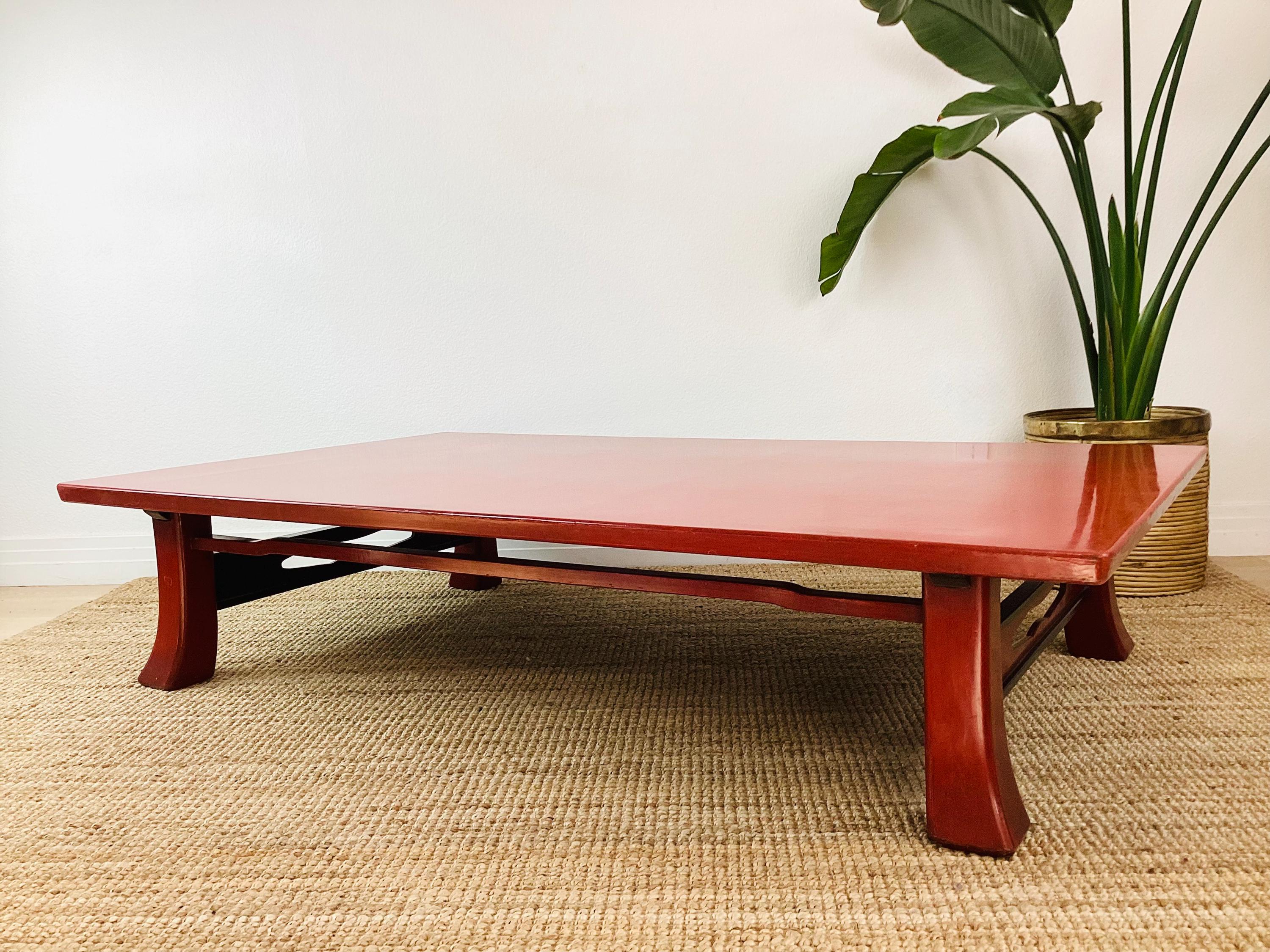 Vintage JAPANESE NEGORO RED Lacquered Low Table / Chinoiserie Chic