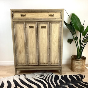 Vintage 1960s FAUX BAMBOO Chinoiserie Chic Tall Dresser / Gentleman&#39;s Chest of Drawers by Thomasville