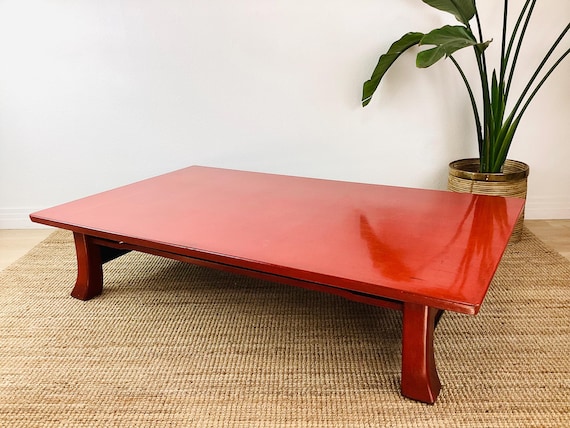【未使用】FIELD WORKS woodtable Vintage JAPANESE NEGORO RED Lacquered Low Table
