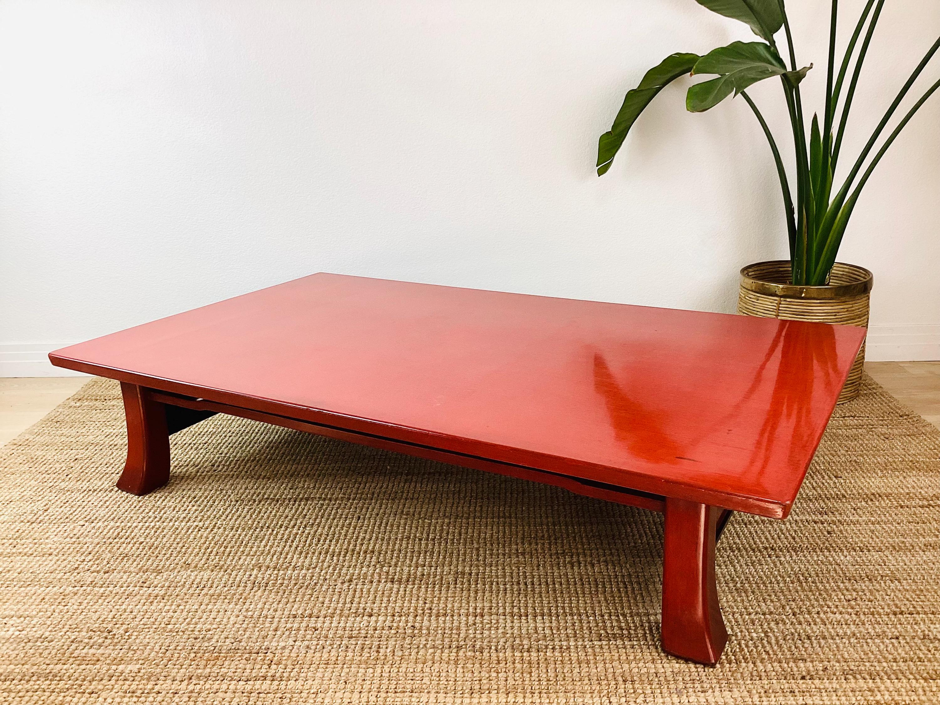 Vintage JAPANESE NEGORO RED Lacquered Low Table / Chinoiserie Chic