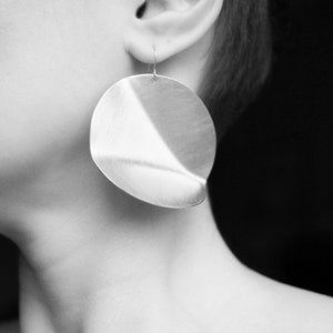 Unusual statement contemporary earrings Handmade metal earrings Asimetric modern earrings Special gift