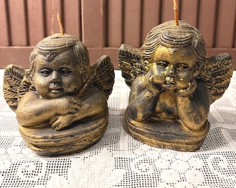 Vintage Angel/Cherub Memorial Candles Set of 2
