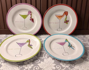 Vintage Martini Plates Signed Rosanna Set of 4