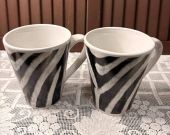 Vintage Zebra Coffee Mugs by Signature Homewares Inc. Set of 2