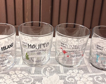 Panabache Summer Cocktail Recipe Glasses Set of 4