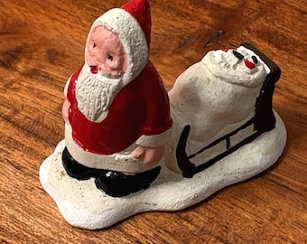 Vintage Rare Miniature Santa Claus Christmas Chalkware made in England