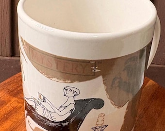 Vintage Edward Gorey PBS Mystery Theater Black Cat and Woman Mug Color Change