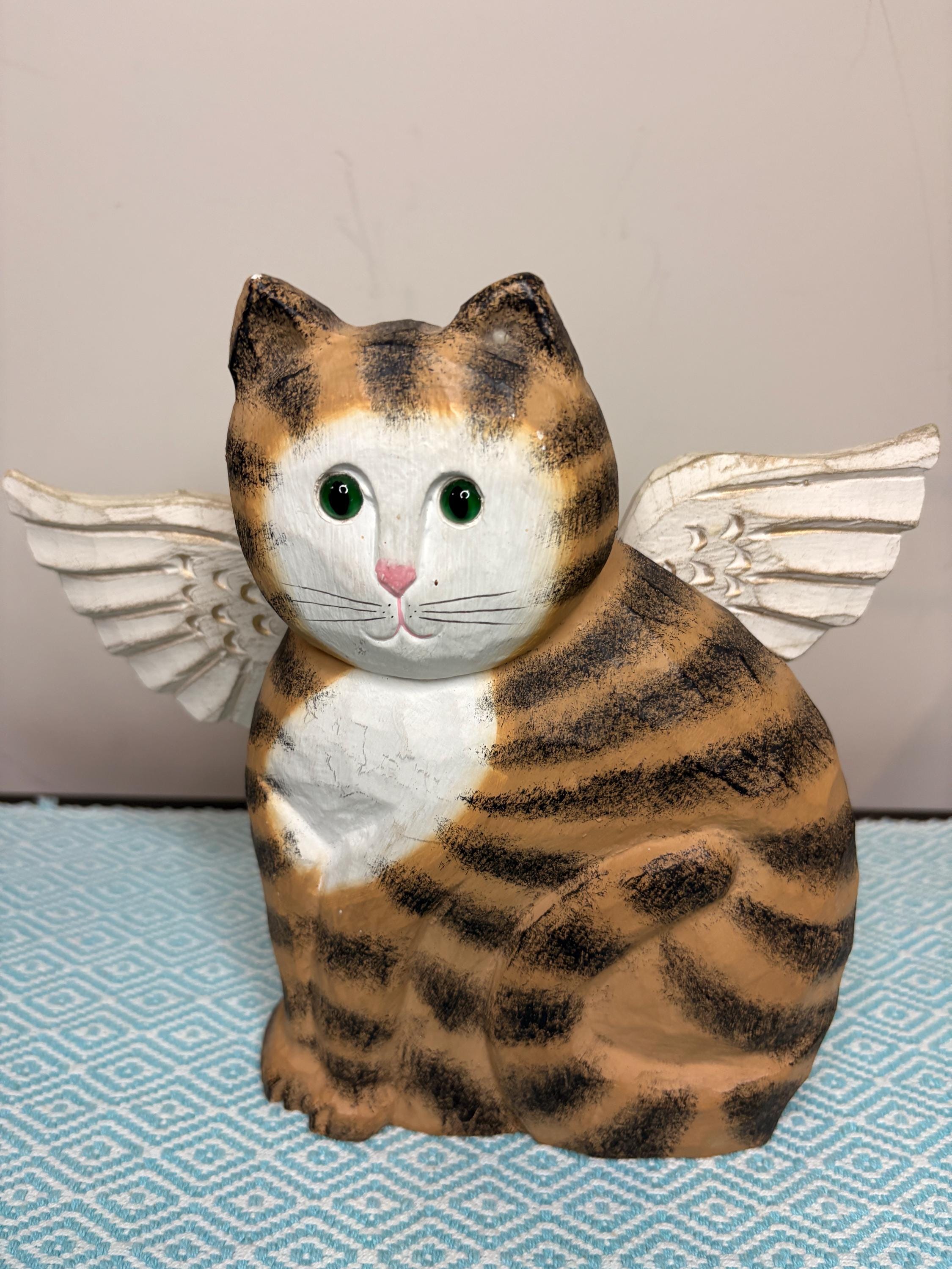 黒白猫のアンティーク置物4体セット James Haddonアメリカ木彫作家