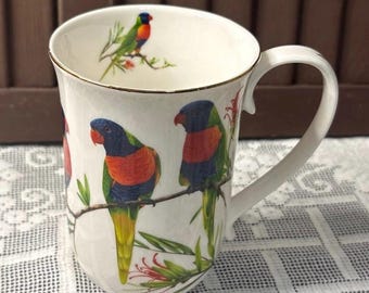 Fine Bone China Rainbow Lorikeets Coffee/Tea Mug