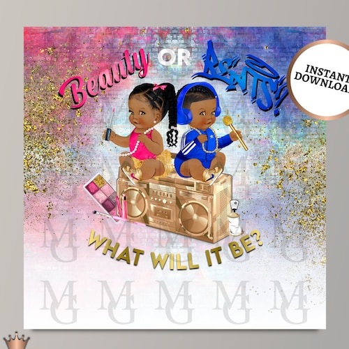 Beauty or Beats Gender Reveal Yard Sign Hip Hop Gender Etsy