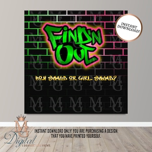 Find &#39;N Out Gender Reveal Backdrop! Babies! Instant download! Hip Hop Gender Reveal! Party Backdrop! No Babies! Digital File!