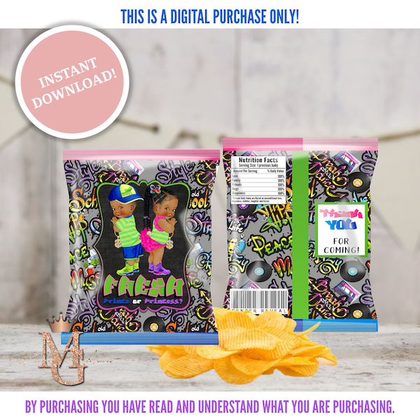 Fresh Prince or Princess Gender Reveal! Gender Reveal Chip Bag! Printable Chip Bag Template!