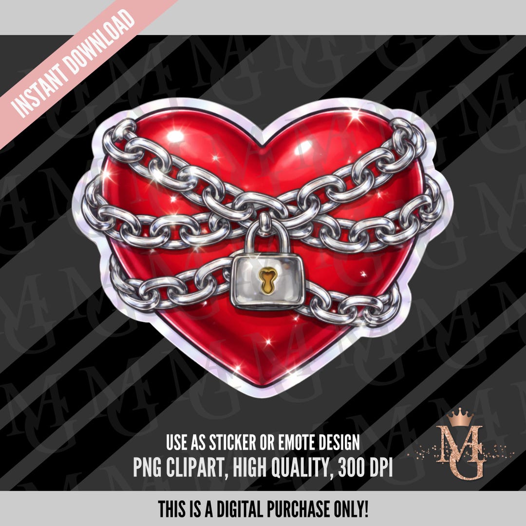 Chained Heart Clipart, PNG, Heart Sticker Design. Emote. Transparent ...