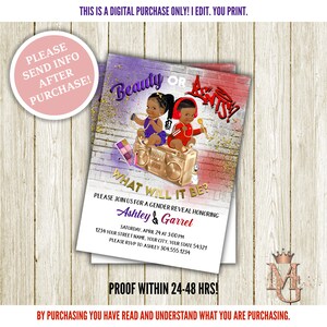 Hip Hop Gender Reveal Invitation: Beauty or Beats (Digital)