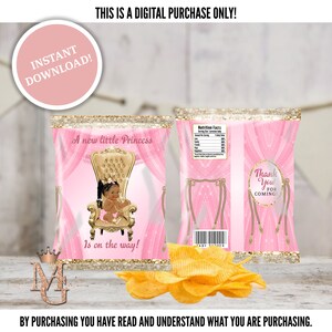 Little Princess Baby Shower Chip Bag Template (Digital Download)