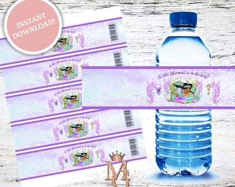Mermaid Baby Shower Water Bottle Label Template (Digital Download)