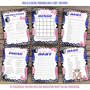 Burnouts o Bow's Gender Reveal Games Set! Giochi stampabili!