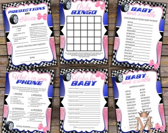 Burnouts of Bow's Gender Reveal-gameset! Afdrukbare spellen!