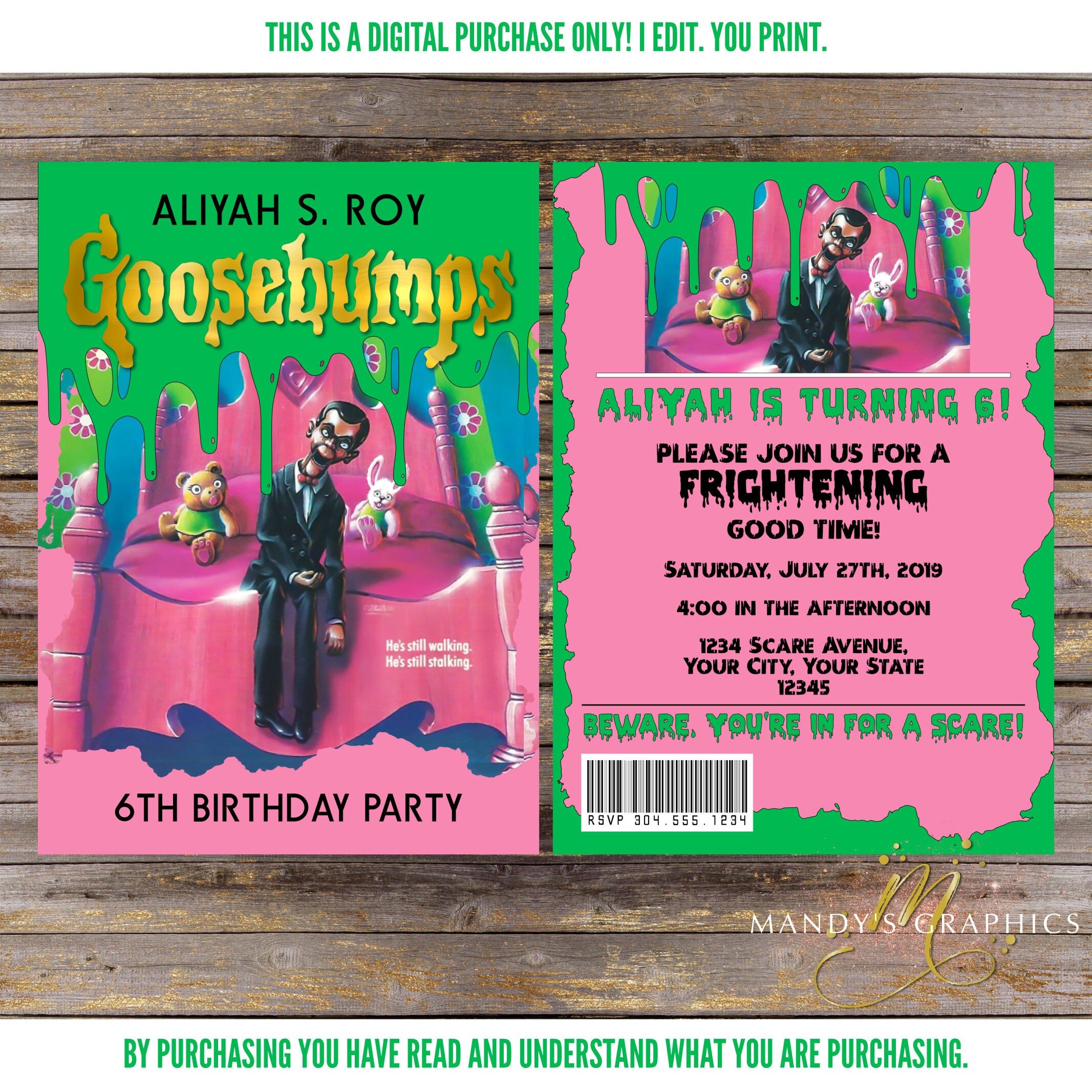 Goosebumps Birthday Invitation Slappy Birthday Invitation Etsy - goosebumps roblox