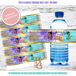Beauty or Beats Water Bottle Label! Hip Hop Gender Reveal! Purple, Teal and Gold!