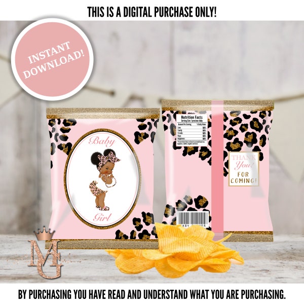 Cheetah Baby Shower! Baby Shower Chip Bag! Printable Chip Bag Template! Leopard Baby Shower!