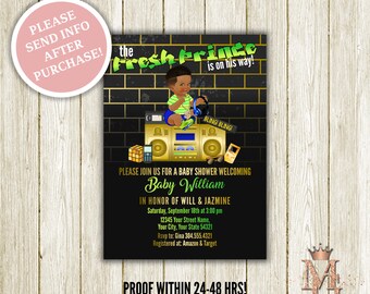 Fresh Prince Baby Shower Invitation: 90s Hip Hop Theme (Digital Download)