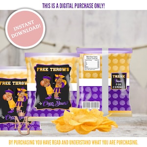 Free Throws or Cheer Bows Gender Reveal! Gender Reveal Chip Bag! Printable Chip Bag Template!