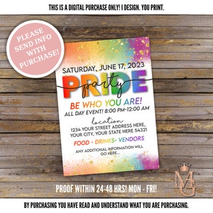 LGBTQ+ Party Invitation! Pride Party! Gay Pride! Pride Month! Pride Invitation! Rainbow Invitation!