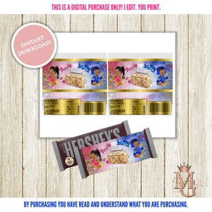 Beauty or Beats Gender Reveal Candy Bar Wrapper Template! Instant Download!