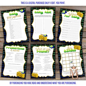 Fresh Baby Shower Game Set! Printable Games! Fresh Baby Shower! Digital Games! Games Set! Green and Gold!
