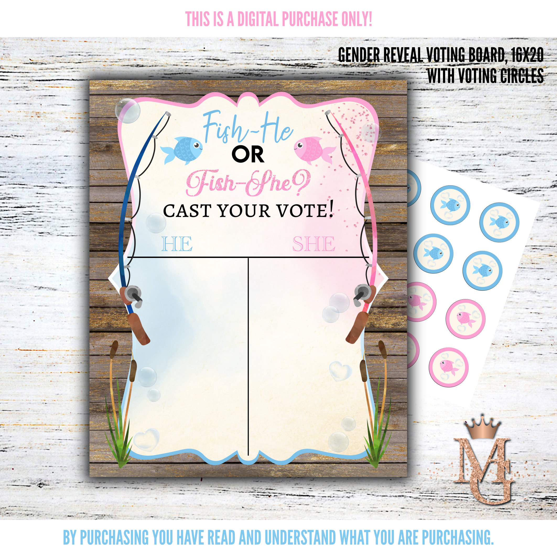 Fish Gender Reveal Vote Board! Fish-she or Fish-he! Blue and Pink ...