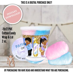 Fades or Braids Cotton Candy Label! Blue and Lavender! Barber Gender Reveal! Hairstylist Gender Reveal! Digital Template!