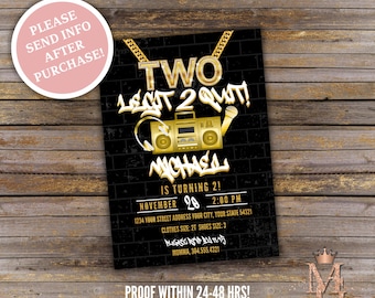 Two Legit Birthday Invitation: Hip Hop 2nd Birthday (Digital)