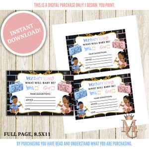 Découvrez la révélation du sexe ! Carte de pronostic ! Bleu clair, rose clair et or ! Numérique!