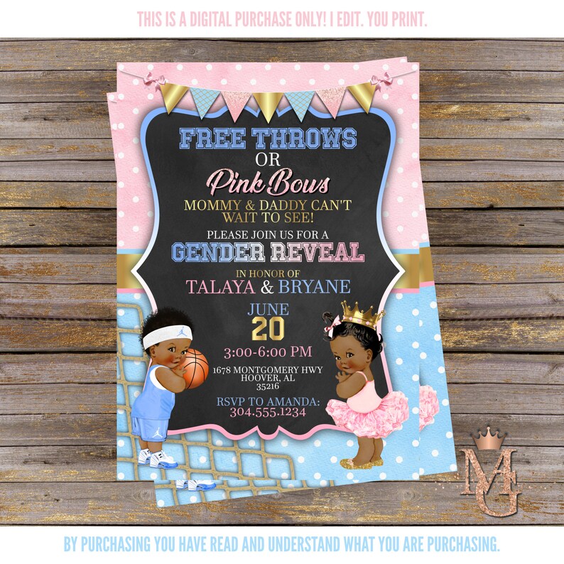 Download Free Throws or Pink Bows Gender Reveal Invitation Light ...