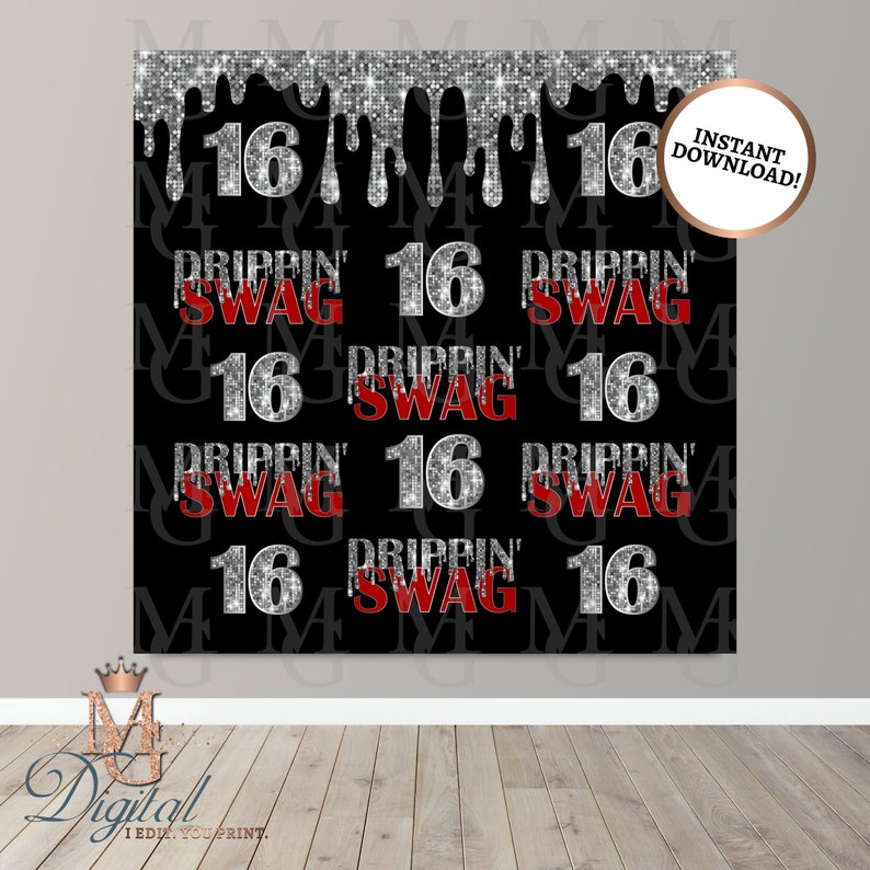Dripping' Swag Birthday Backdrop Instant Download Party Etsy Australia