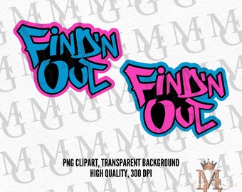 Find N Out Gender Reveal PNG Clipart: Hot Pink & Teal (Digital Download)
